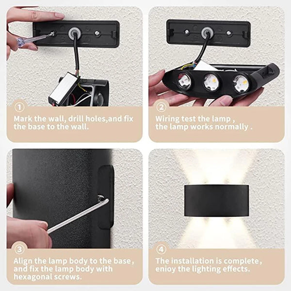 Modern LED wall light for indoor and outdoor use