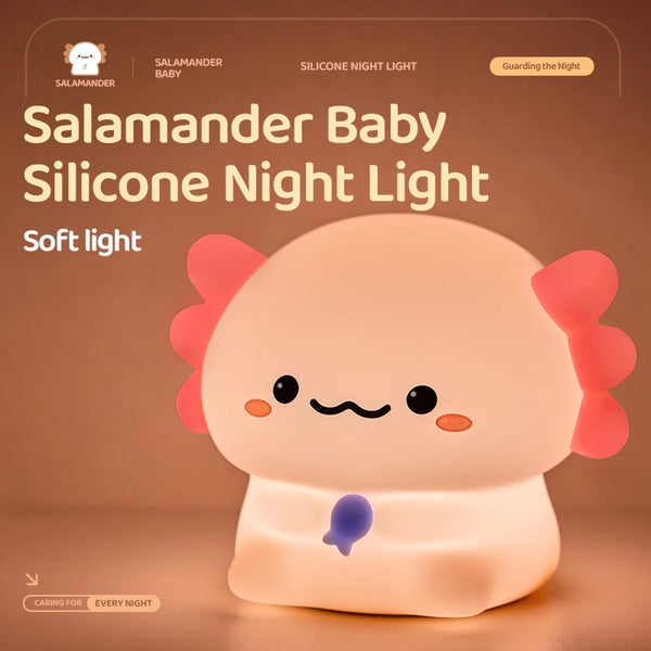 Big silicone lamp with baby axolotl salamander