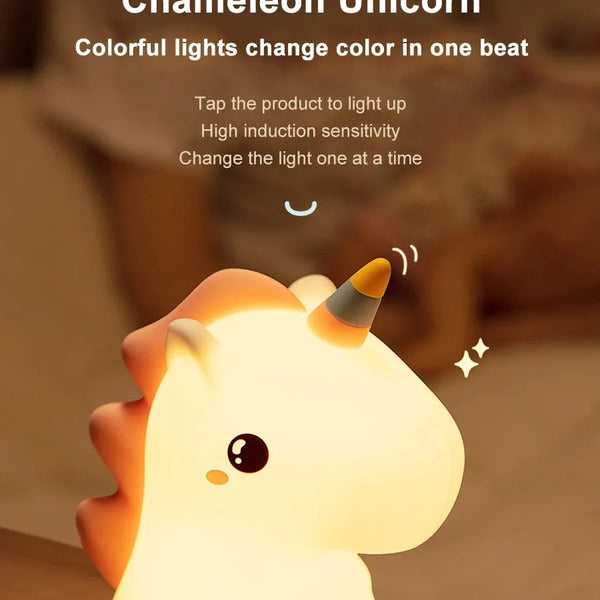 Cute silicone unicorn lamp