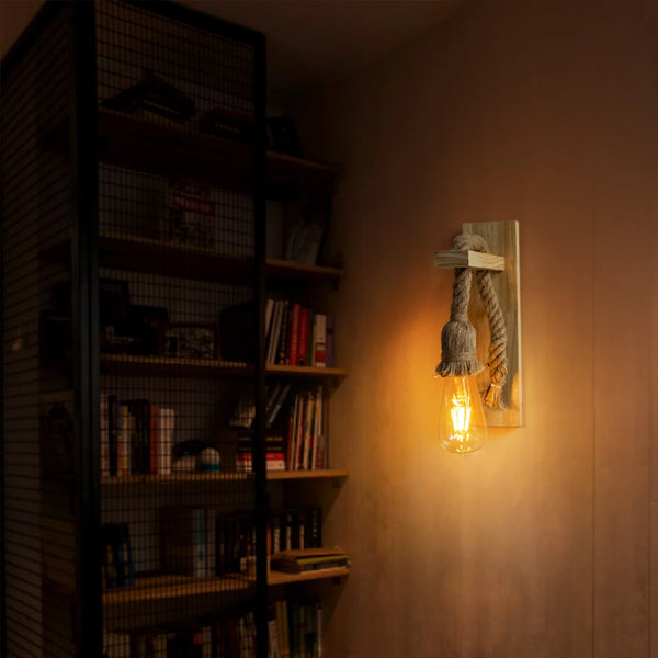 Wooden wall lamp with hemp rope Retor 110V 220V