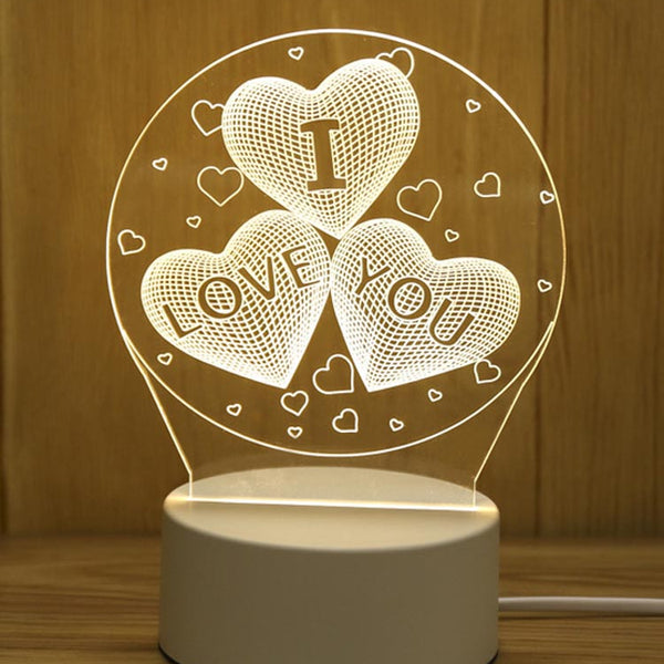 3D Acrylic LED Table Lamp, Bedside Lamp