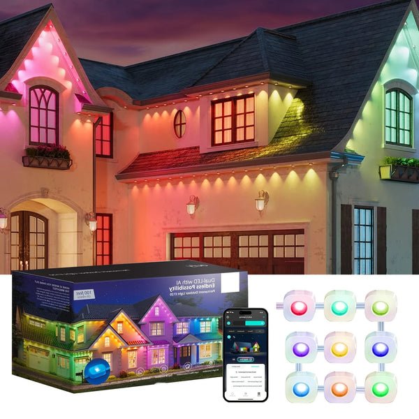 50/100FT RGBIC LED Strip – Waterproof Outdoor Lights with 75 Modes