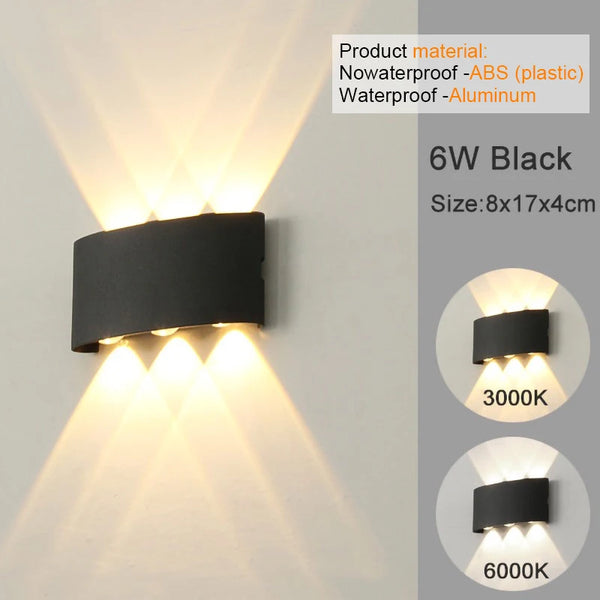 Modern LED wall light for indoor and outdoor use