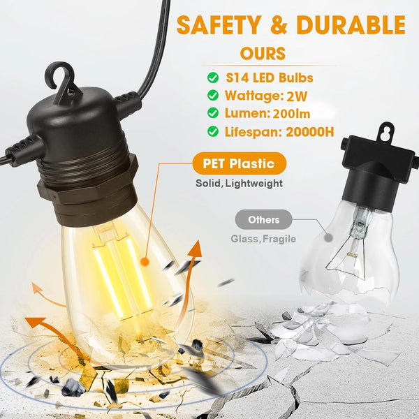 6-Pack S14 LED Edison Bulbs – 2W 12V DC, E27, Vintage Low Voltage