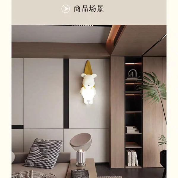 Wall lamp for children's room with bear design
