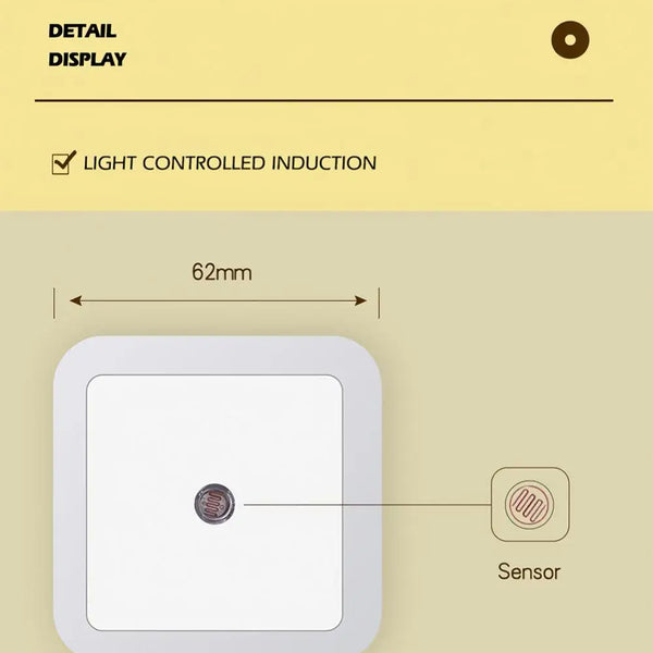 Plug-in Square LED Night Light with Sensor Control