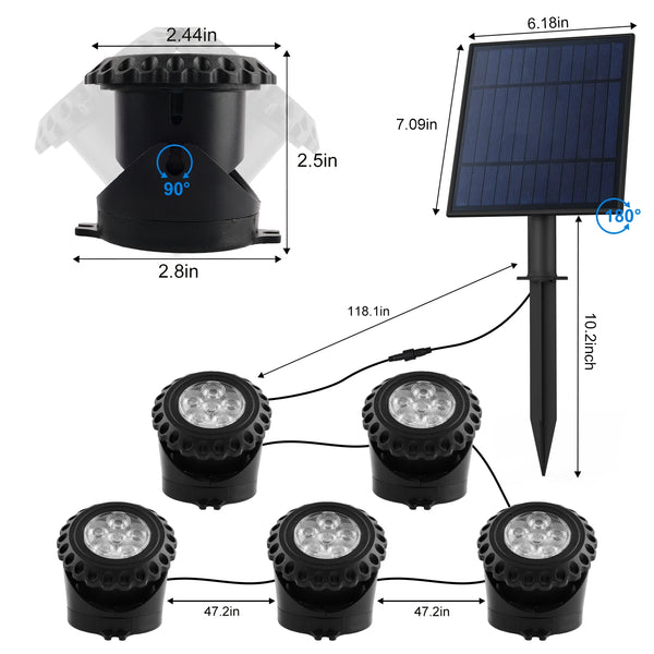 2/3/4/5PCS RGB Solar LED Underwater Lights – IP68 Waterproof Landscape Spotlights for Pool & Garden