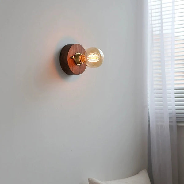 Wabi Sabi round wooden wall lamps