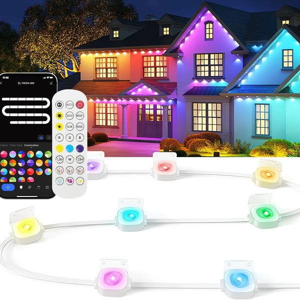 50/100FT RGBIC LED Strip – Waterproof Outdoor Lights with 75 Modes