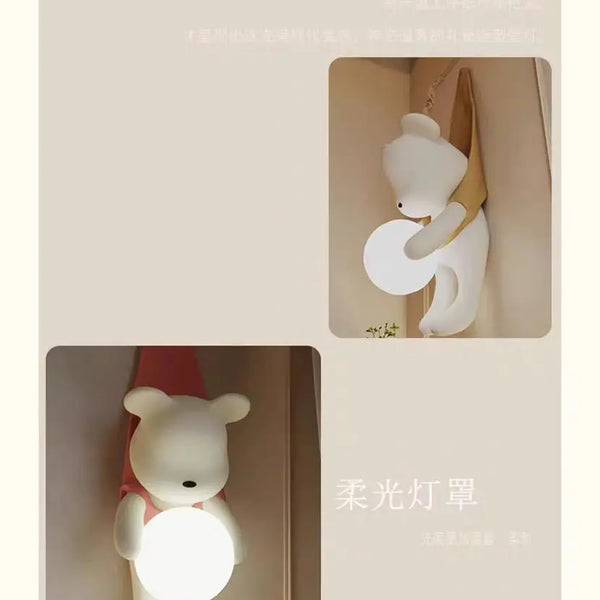 Wall lamp for children's room with bear design