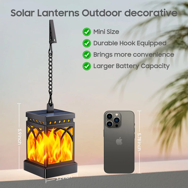 2/4-Pack Solar Flame LED Lanterns β Dual Mode Outdoor Lighting for Yard, Garden & Camping