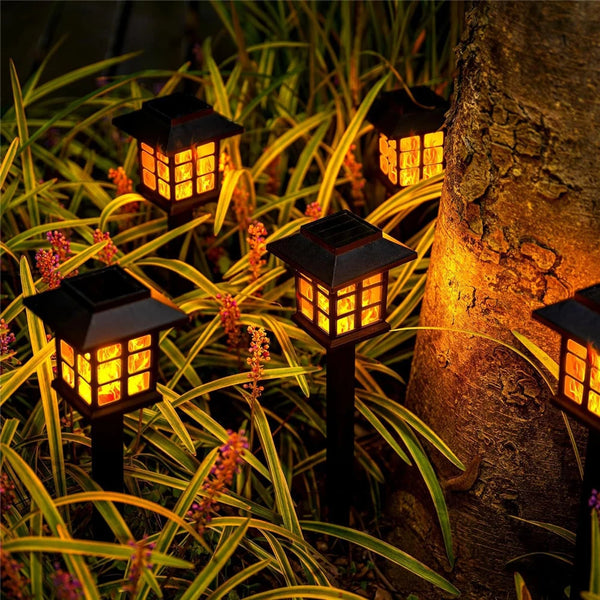 2/4PCS Solar Flame Torch Lights – 10 LEDs Flickering Outdoor Lamps for Garden, Path, Patio & Halloween Decor