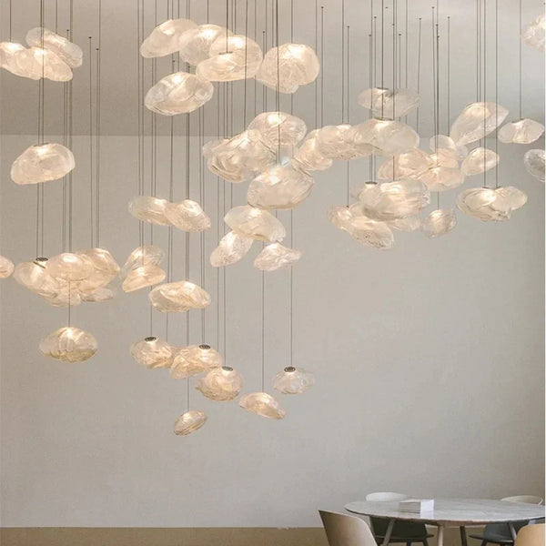 Smoky gray glass pendant light with modern cloud design, decorative blown glass pendant light