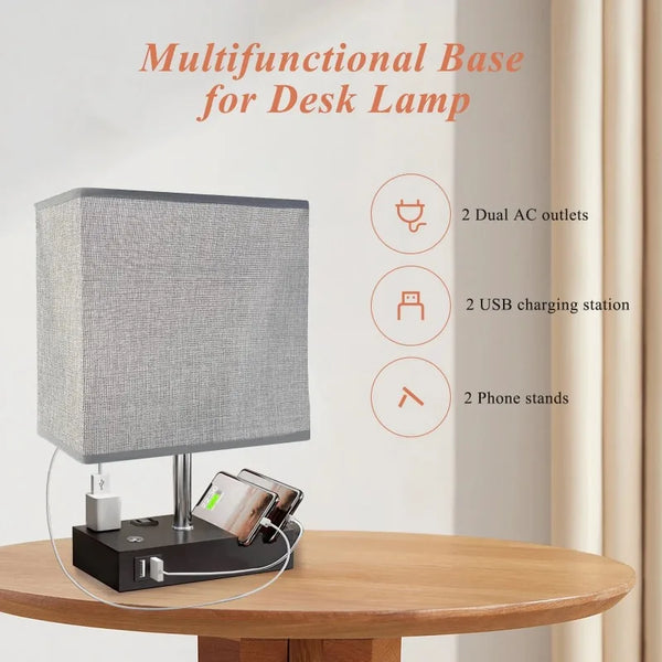 Bedside lamp with two fast USB charging ports, fully dimmable bedside table lamp