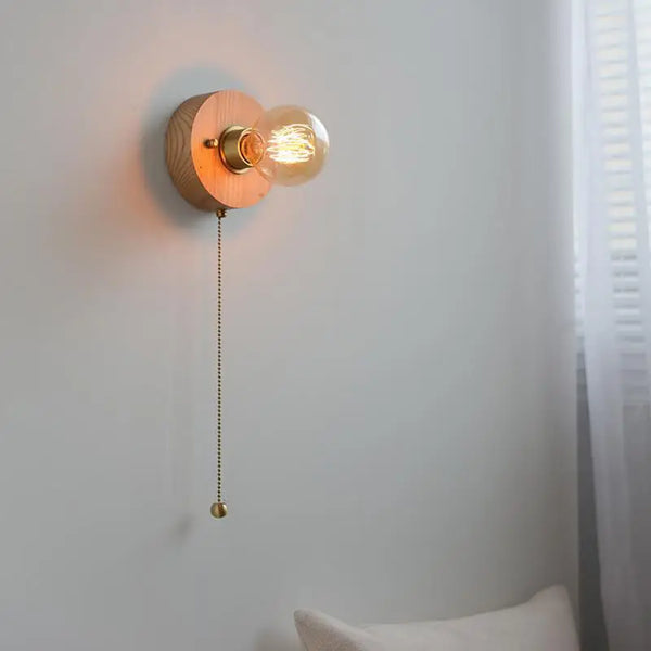 Wabi Sabi round wooden wall lamps