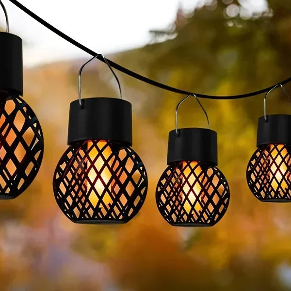 Solar Hanging Flame Lights β Flickering LED Lanterns for Outdoor Decor