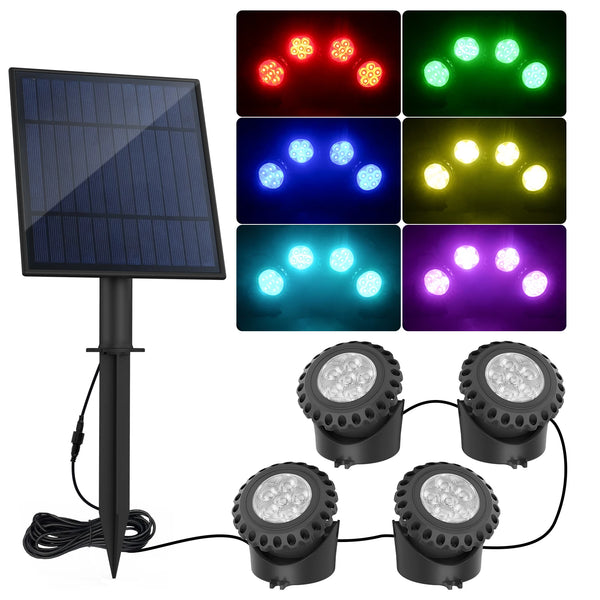2/3/4/5PCS RGB Solar LED Underwater Lights – IP68 Waterproof Landscape Spotlights for Pool & Garden