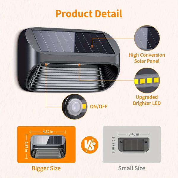 6/12 Pack Fence Lights Solar Powered, Auto On/Off, Solar Deck Lights for Outside Yard Fence Deck Wall Patio Decor