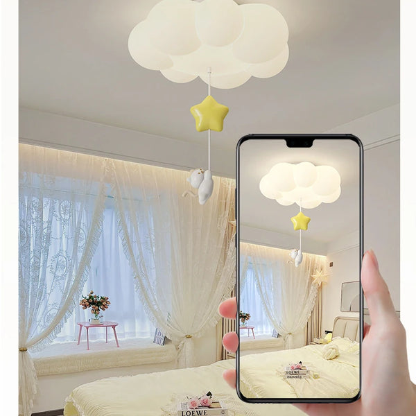 LED ceiling light with star and cloud pendant