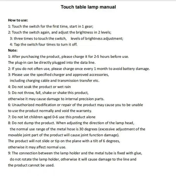 Leitura de dormitório com lâmpada LED de carregamento USB