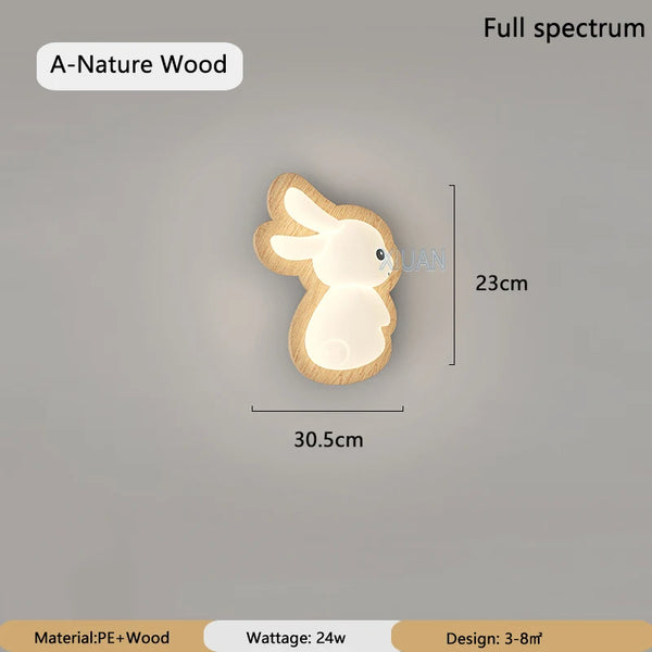 Nordic solid wood rabbit style wall lamps