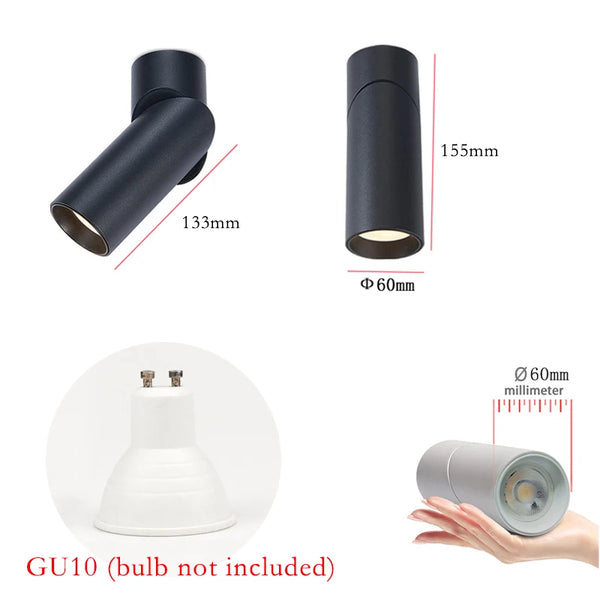LED surface mounted spotlights, GU10 folding luminaires