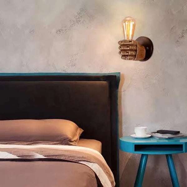 Retro resin indoor wall light with closed hand