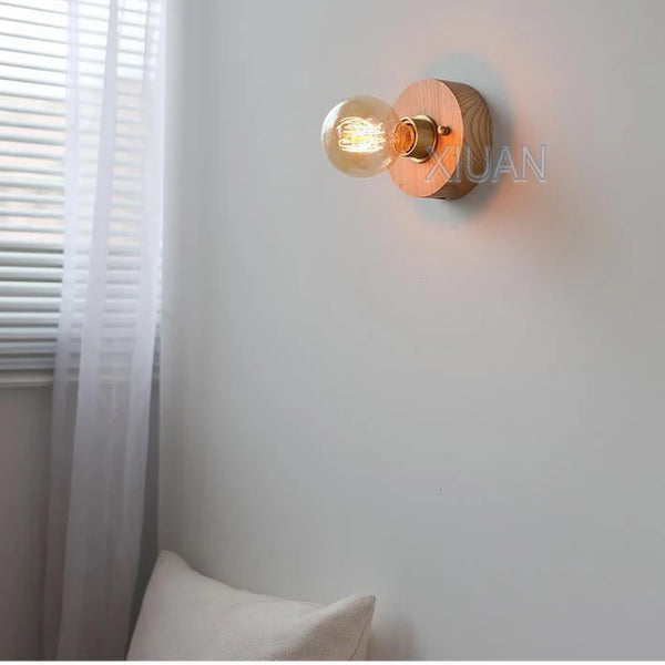 Wabi Sabi round wooden wall lamps