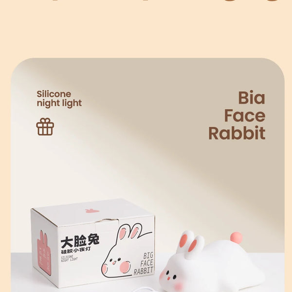Cute silicone bunny lamp with big face