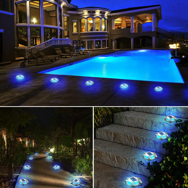 T-SUN 6LED Blue Solar Lights – Waterproof Outdoor Lawn Lamps