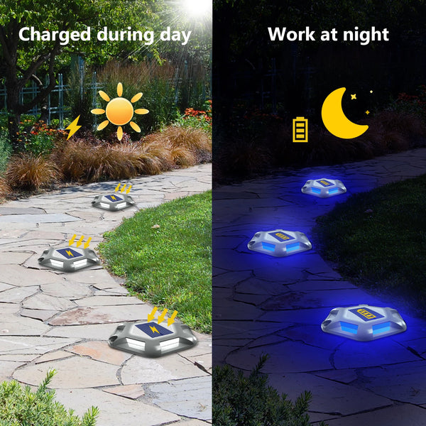 T-SUN 6LED Blue Solar Lights – Waterproof Outdoor Lawn Lamps