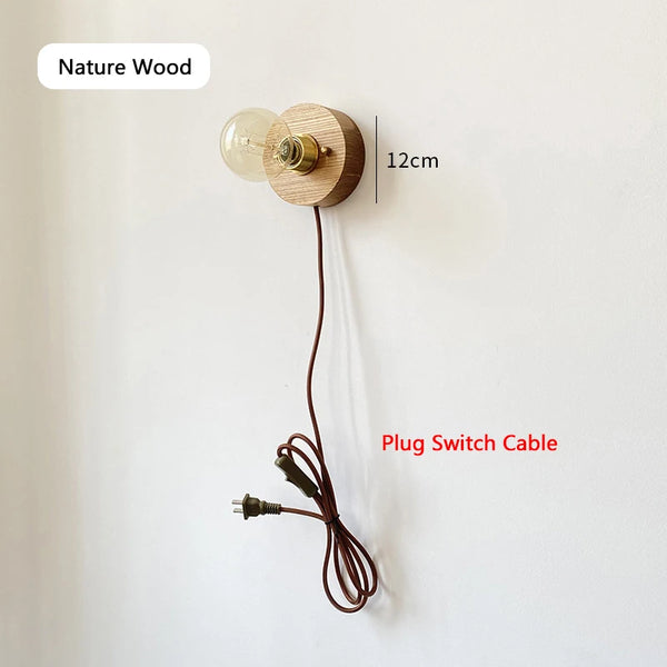 Wabi Sabi round wooden wall lamps