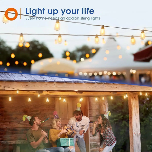 ST38/G40 Dimmable LED Outdoor String Lights – Connectable Warm 2700K Lighting for Porch & Backyard Ambience