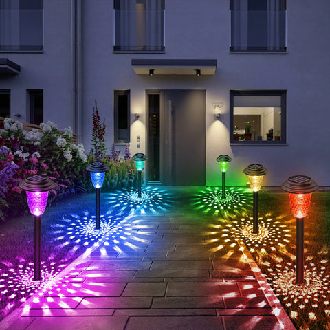 2/8/10-Pack Solar Pathway Lights – RGB & Warm White Color-Changing Outdoor LED Decor for Garden & Lawn