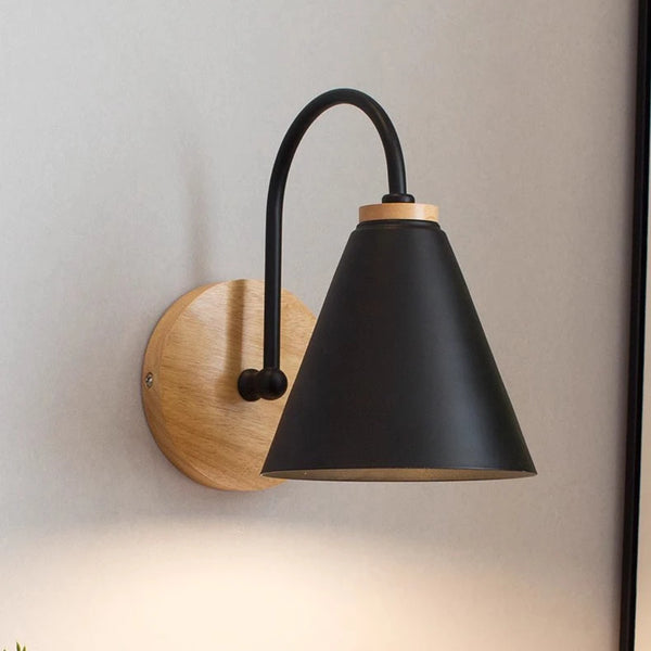 Nordic solid wood wall lamp