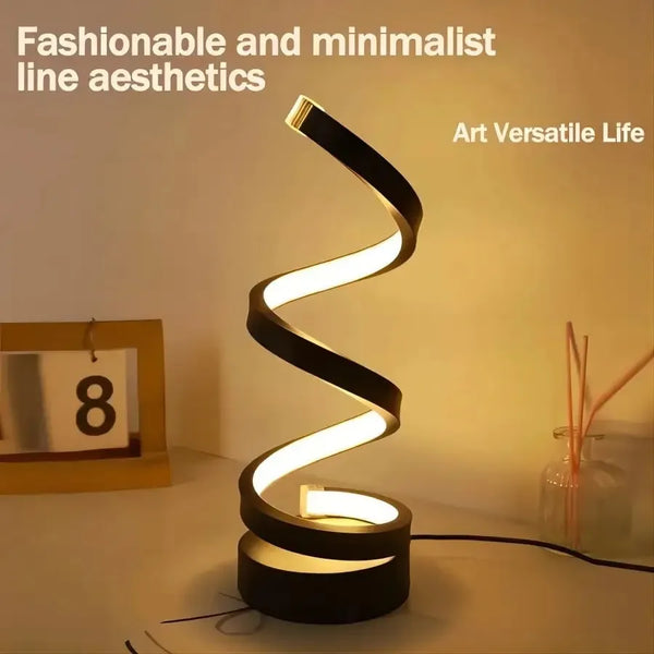 Modern spiral LED table lamps with dimmer