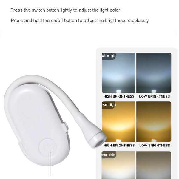 Portable LED lights ideal for night readers, USB rechargeable, eye protection