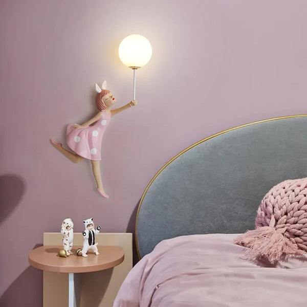 Cute pink ballerina wall lamps