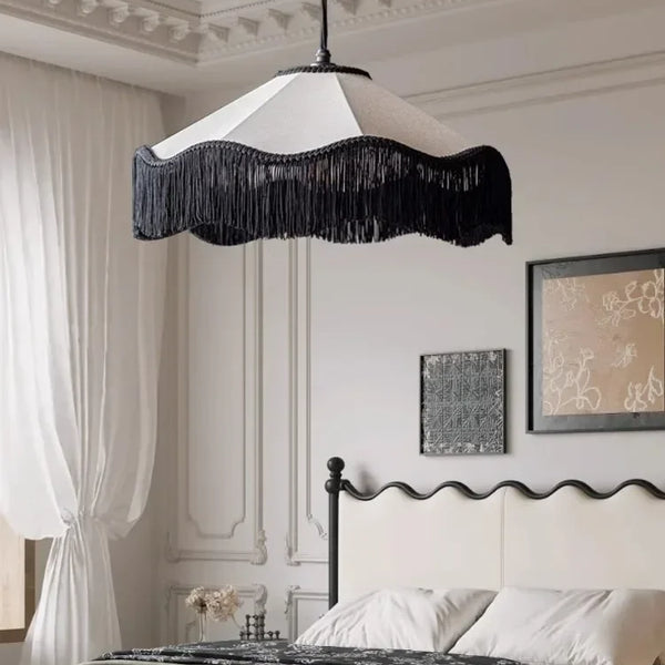 Modern Japanese Wabi Sabi round chandelier with fabric