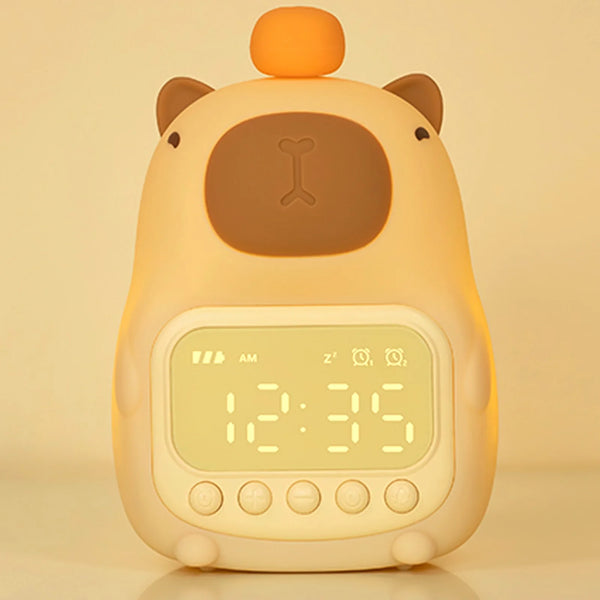 Cute Rechargeable Kids Alarm Clock, Night Light, Ringtone, Snooze, Always-on Display, Table Clock, Musical Alarm Clock, LED Clock