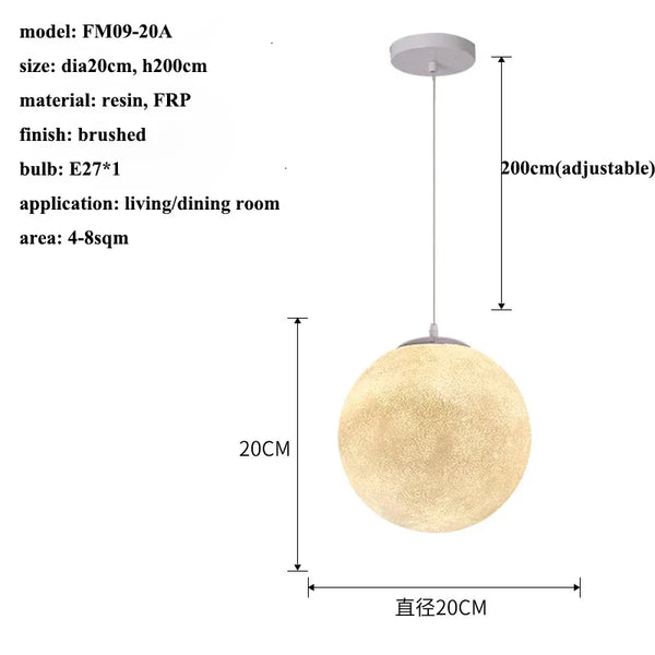 Nordic minimalist style pendant lights moon lamps