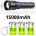 Most powerful tactical LED flashlight, 15000 mAh
