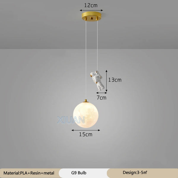 3D Moon Astronaut Pendant Light