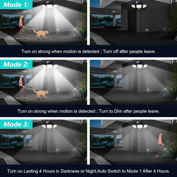 IP65 Waterproof Outdoor Solar Light, 210LED 2500LM Motion Sensor Security Light for Porch, Garage, Yard Entrance, Patio