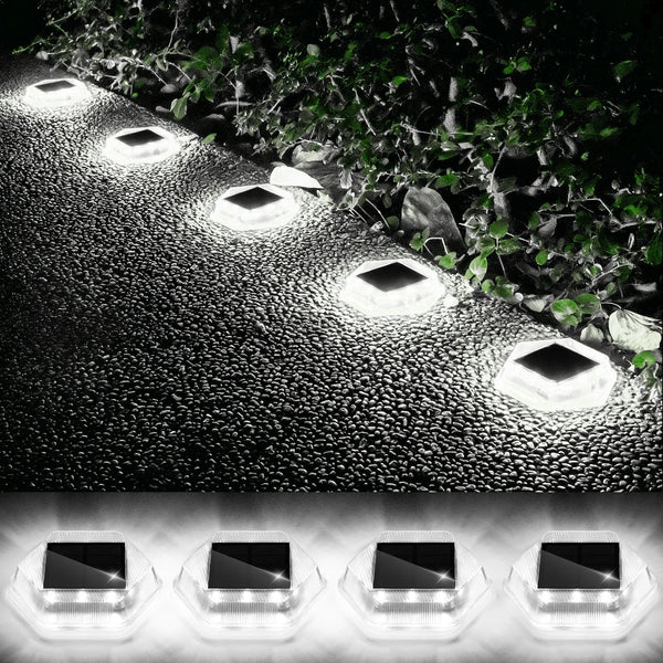 4PCS Solar Ground Lights – 12 LEDs Outdoor Pathway & Deck Lighting | Waterproof Underground Lights for Garden & Driveway