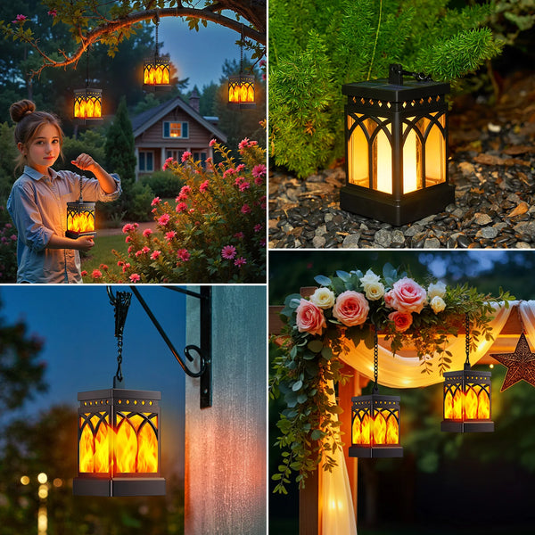 2/4-Pack Solar Flame LED Lanterns – Dual Mode Outdoor Lighting for Yard, Garden & Camping