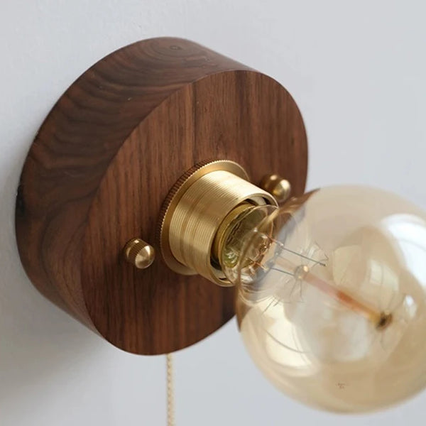 Wabi Sabi round wooden wall lamps