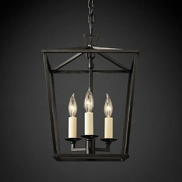 Minimalist retro American E14 pendant light, black, gold, with metal frame
