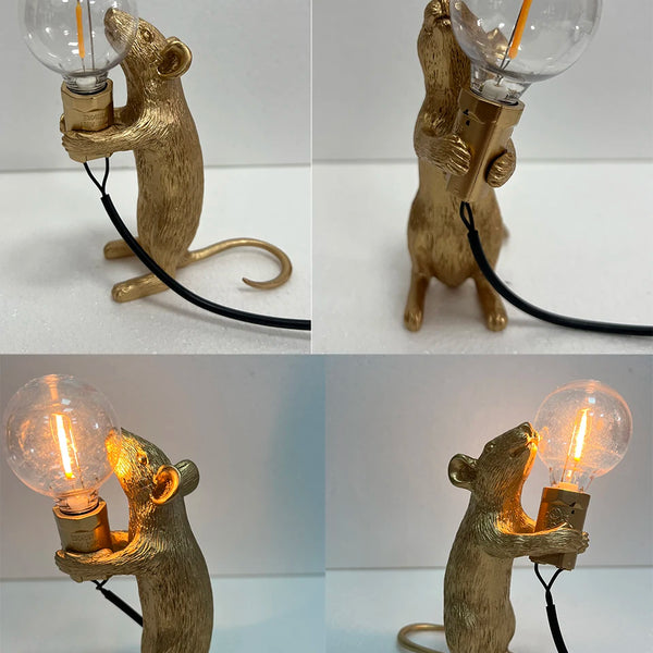 Modern resin LED table lamp with mouse animal