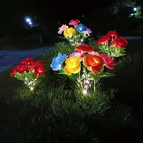 colorful solar rose simulation lamps for garden
